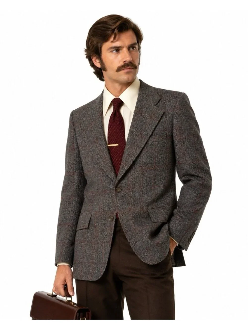 vintage 70s JACKET BLAZER SPORT COAT 44R disco polyester ron burgundy anchorman